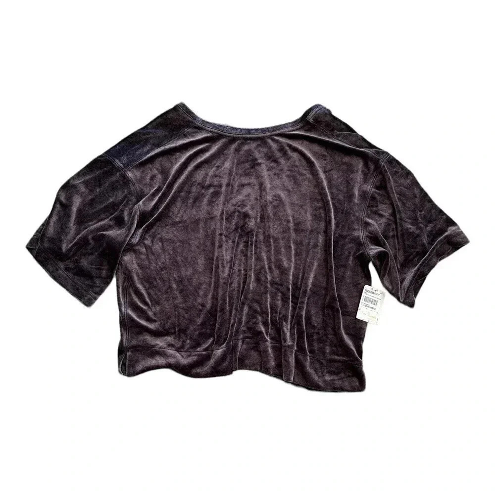 We The Free Purple Velvet Valerie Boxed Relaxed Top S